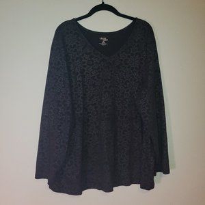 Subtle "Frosted/Snowflake" Long-Sleeved V-Neck T-Shirt